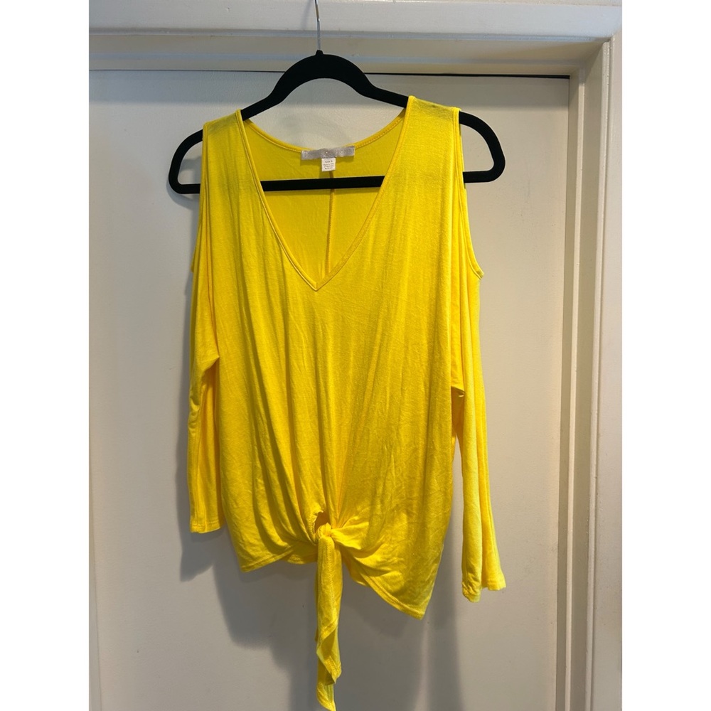 Yellow V-Neck Tie-Front Top